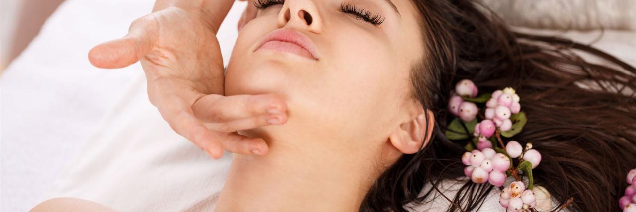 frau, massage, wellness
